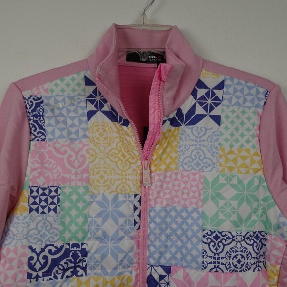 RLX Ralph Lauren Jacket Women's Size S Pink Golf Full Zip Lightweight Patchwork - Picture 2 of 10